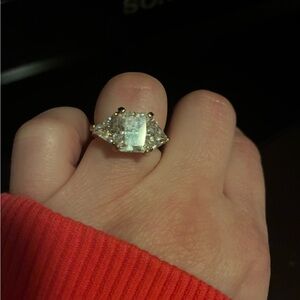 Gold and Silver Women's Ring with Clear Stone